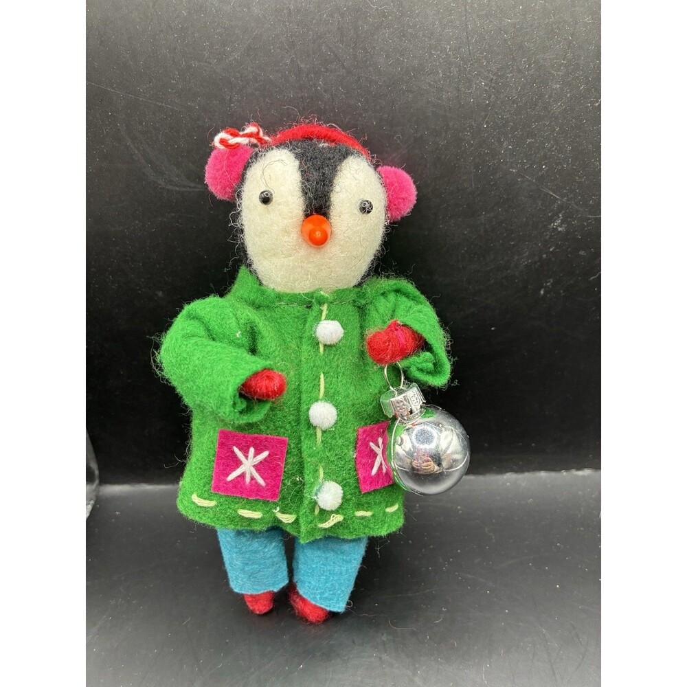 Macy's Holiday Lane Felted Penguin Holiday Christmas  Ornament  6" x 4"